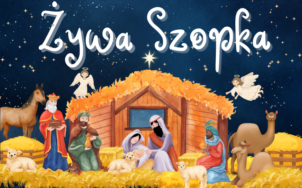 Żywa szopka betlejemska ze zwierzętami